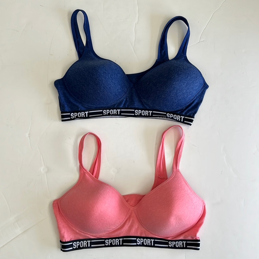 Set of (2) Pink and Navy Sports Bra